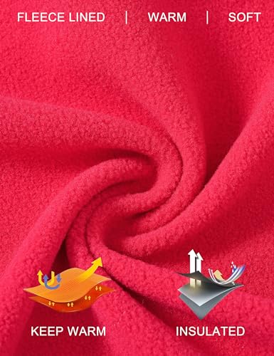 MoFiz Damen Fleecejacke Sportjacke Wanderjacke Outdoorjacke Running Winter Atmungsaktiv Jacke Hybridjacke Freizeitjacke Rosenrot 3XL
