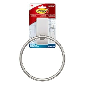 Command Hand Towel Holder Satin Nickel with Water Resistant Command Strips, Rust Resistant Bathroom Organizer, Holds up to 5 lbs, Large