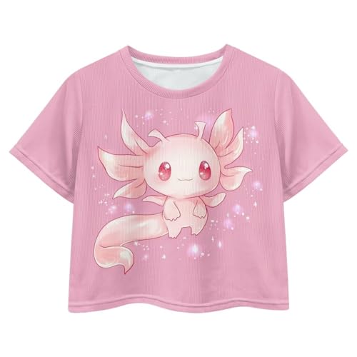 Image of Girls Fashion Crewneck Tee Shirts Casual Short Sleeve Crop Top Summer Outfits 5-14 Year