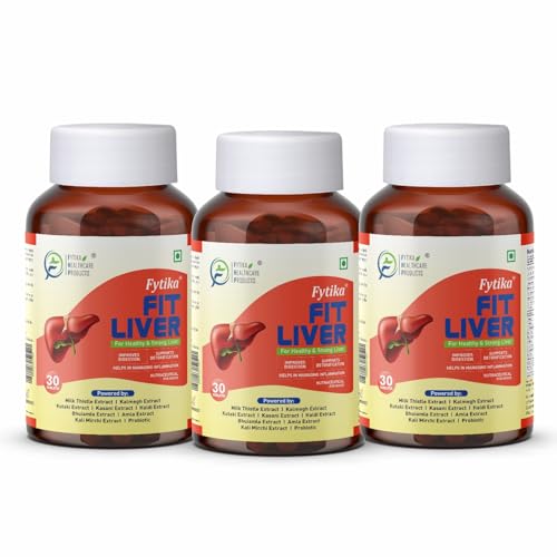 Image of Fytika Fit Liver Detox Supplement with Milk Thistle Kalmegh Kutaki Kasani & Haldi for Men & Women | Supports Liver Care Detox Wellness & Daily Health | 30 Tablets Each Pack of 3