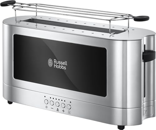 Russell Hobbs Grille Pain [Fente longue 2 Toasts/ 1 Tranche baguette] Elegance Acier chromé (Fente large, 6 Niveaux de Brunissage rapide réglables,...