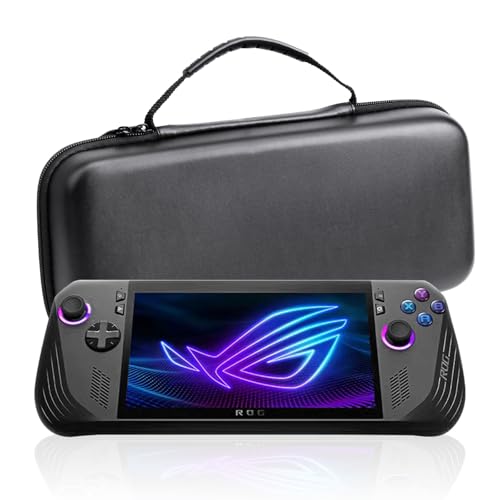 Image of STOYOBE EVA Leather Grain Handbag Clutch Protective Bag for ASUS ROG Ally (2023) - Hard Shell Travel Carry Case, Shockproof, Water-Resistant, Zipper Storage Pouch for Gaming Console & Accessories (Black)
