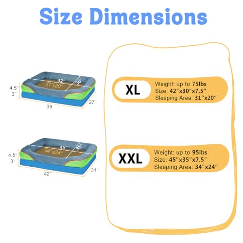 Image of Chez Paw Waterproof Orthopedic XL Dog Bed for Large and Extra Large Dogs | Egg Crate Foam, 4-Sided Bolster Support, Waterproof Liner, Non-Slip Bottom, Machine Washable Cover, 42 x 30 Inch