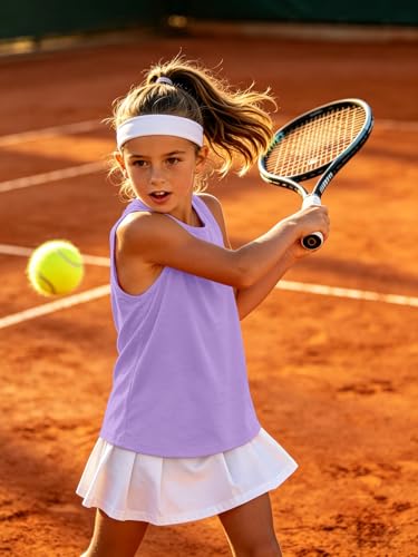 Image of Girls Sleeveless Basic Tank Tops Round Neck Tanks | 5-14 Years, Kids Loose Crewneck Tanks, Cute Classic Top, Lightweight Soft and Breathable, Casual Daily Wear