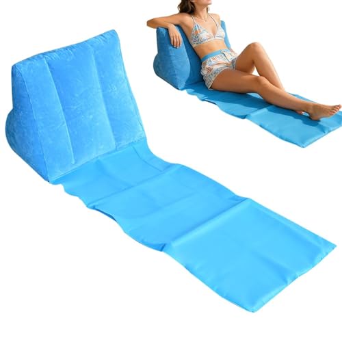 Genérico Tumbona de Playa Inflable - Estera de baño flocada para el Sol - Tumbona de Aire al Aire Libre - para Descansar, Acampar, al airë Libre, Viajes en Interiores, Playa, Piscina, Agua, Verano