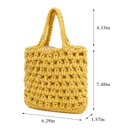 Image of Naimo Straw Beach Bag Woven Rattan Shoulder Bag Fishing Net Handbag Cotton Rope Tote Summer Crochet Hobo Bag
