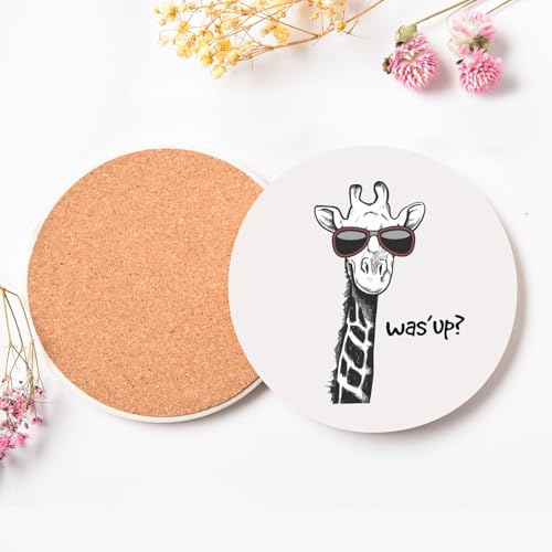 Sous-verre céramique girafe humour à offrir pour une pendaison