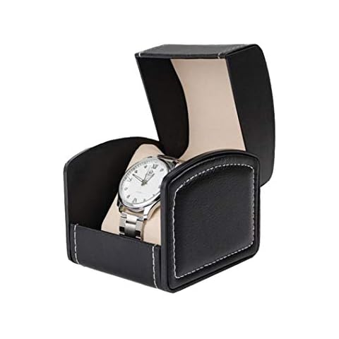 KIPETTO Watch Box Black PU Leather Single Watch Gift Case for Christmas Birthday Anniversary Valentine's Day Cover
