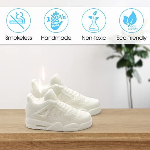 Sneaker Candle 100% Soy Wax Decorative Shoe for Home Decor, Living Room, Kids Bedroom Aesthetic. A Impressive Realistic Detail, Cotton Wick, Fun Gift A_J4 (Small, White)