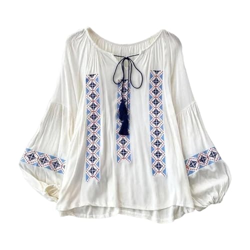 Chemisier brodé noir pour femme en style boho chic décontracté