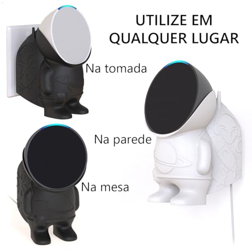 Suporte de Tomada Parede Compatível com Echo Pop Astronauta (Preto)