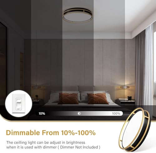 Modern Flush Mount Ceiling Light, Black Gold Dimmable Ceiling Light Fixture by Pevfah - Used condition - Image 4