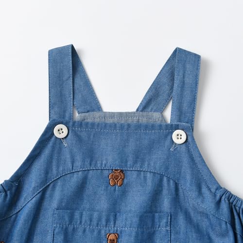 Baby Infant Boys Grils Denim Bodysuit Little Bear Pocket Jumper Outfits One Piece Romper4
