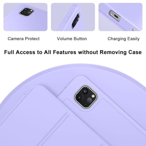Image of ZryXal New iPad Pro 13 Inch Case (M5) 2025 / (M4) 2024 with Pencil Holder, Smart iPad Case [Support Pencil Pro and Pencil (USB-C)], Support Touch ID and Auto Wake /Sleep (Light Purple)