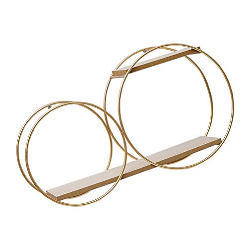 Étagère murale ronde en métal et bois pour petits objets