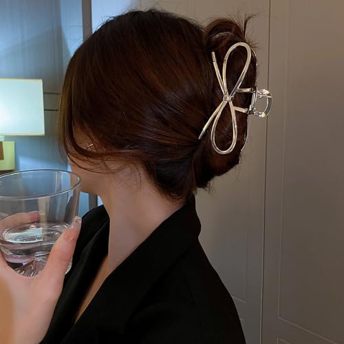 Pinza metálica grande plateada para cabello miniatura 6