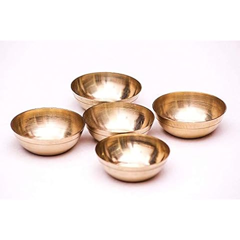 Radhna Traditional Indian Set Of 6 Brass Katori Bowls Bhog Katori Serving Bowls Desert Bowls Dinnerware Cover