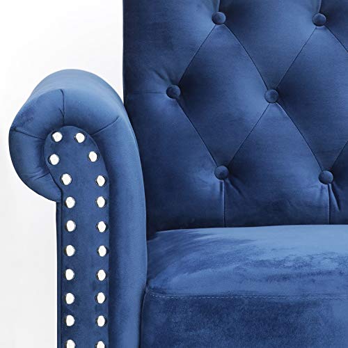 Furinno Bastia 2-Seater Loveseat Sofa, 54" Wide, Navy Velvet - image 9