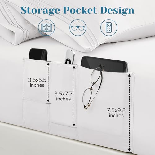BYSURE 6 Pieces Bed Sheets Set with Pockets on Side(Full, White) - image 3