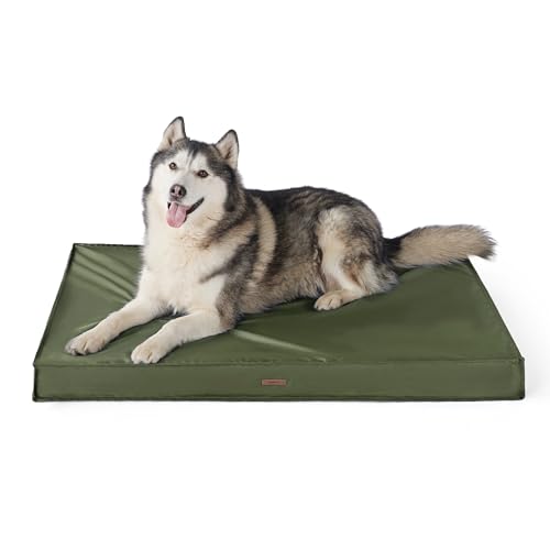 Image of LE SURE Outdoor Waterproof XXL Dog Bed,Orthopedic Pet Mat,48x30In | Crate Pad for Dogs with Oxford Fabric Surface,Removable Washable Cover,Egg Foam Kennel Pads,Non slip Bottom,Green
