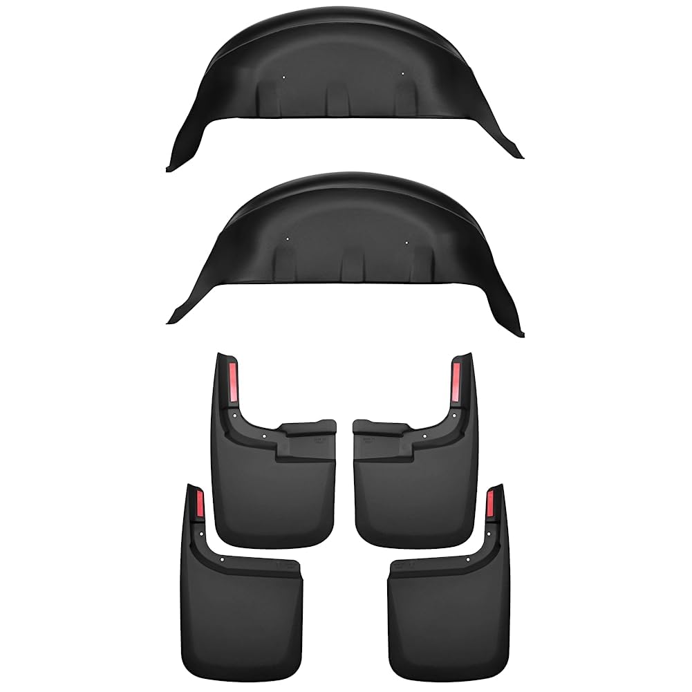 Husky Liners — Front & Rear Mud Guards & Rear Wheel Well Guards | Fits 2017-2023 Ford F-250, F-350 w/Single Rear Wheels & w/o OEM Fender Flares, Black, 6 pcs. | 79131 & 58466