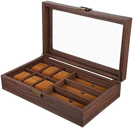LUKEO Retro Wood Watch Glasses Display Box Organizer Watch Wooden Case Watch Storage Box