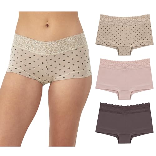 Maidenform Women's Underwear Boy Shorts Pack, 3-Pack, Stretch Cotton Underwear Women Pack, Comfy Boy...