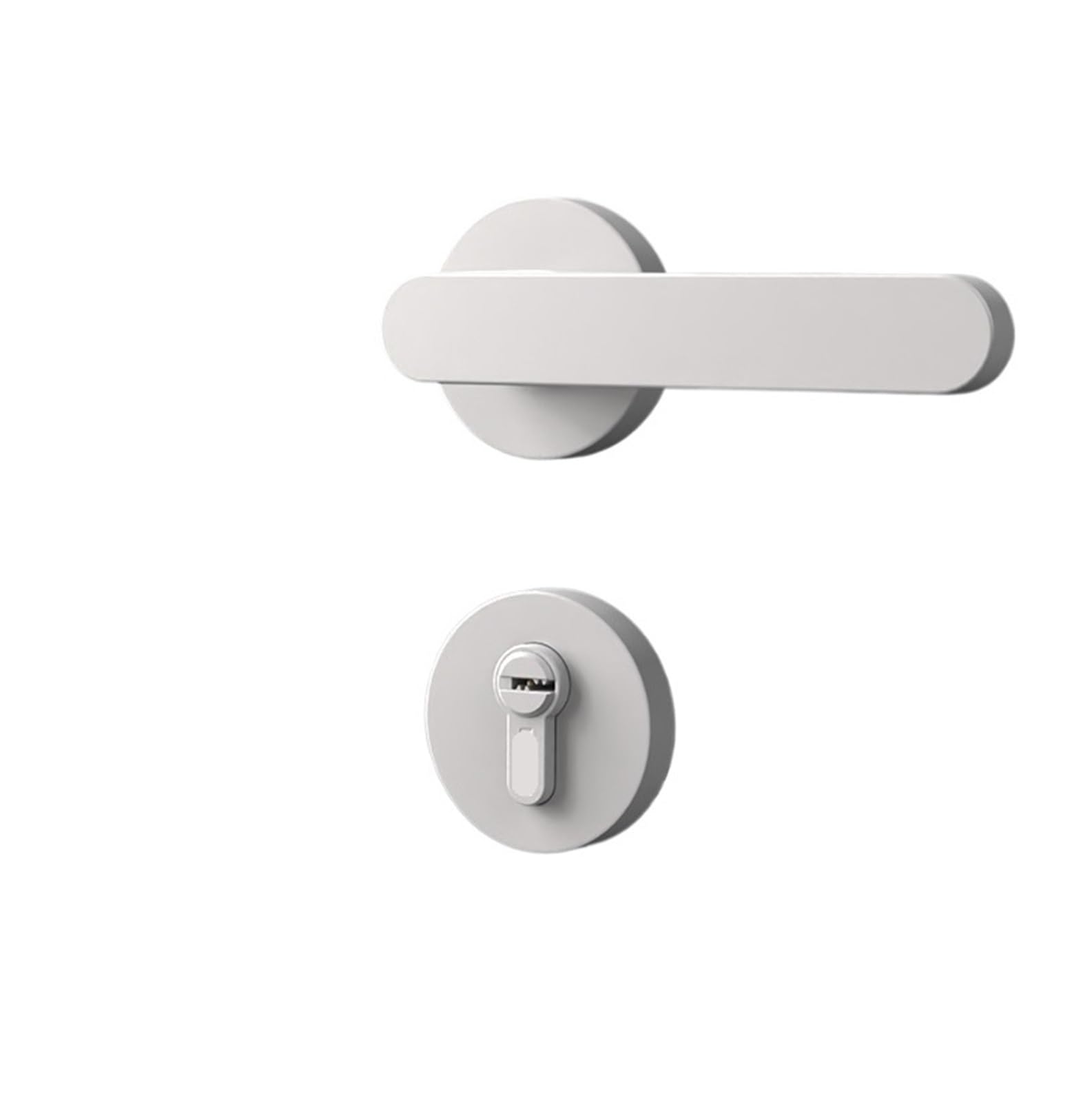 Poignée de porte bois blanche avec serrure de chambre à clé