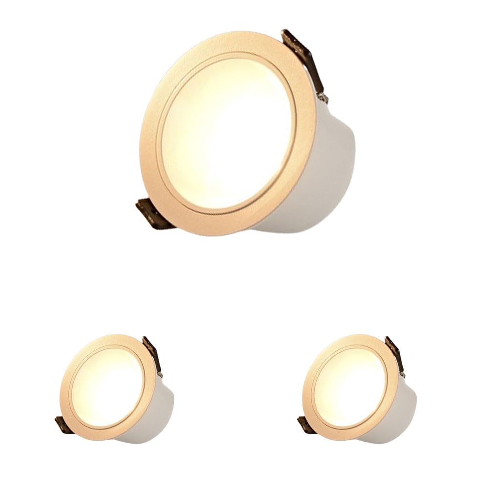 ASerZenith 3.3 Inch Led Recessed Lighting Dimmable Downlight, 7W Round Aluminum Alloy Recessed Lights, White Baffle Trim, Cri90+, Led Ceiling Light, 3 Pack