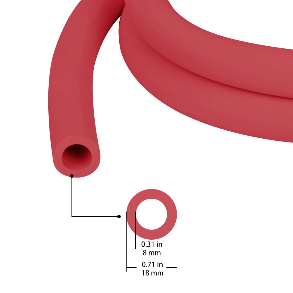 stonylab Tubi di Gomma Rossi per Vuoto, 18 mm OD 8 mm ID Tubi a Vuoto Tubo in Gomma naturale per Vuoto, 8 x 18 mm Rubber Tubing Si Adatta alla Vetreria da Laboratorio stonylab, 1 Meter