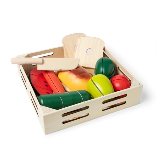 Product Image of the Melissa & Doug Cutting Food - Play Food Set With 25+ Hand-Painted Wooden Pieces,...