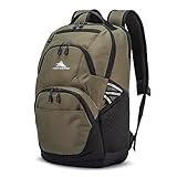 High Sierra Swoop Backpack, Lightweight Bookbag, Large Main Compartment + External Accessory Pockets, Separate Laptop Pocket, Dual Water Bottle Pockets, Fits most 17” Laptops, 30L Capacity, Olive