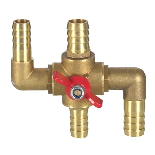 Joywayus All Solid Brass Body 5/8” (16mm) to 3/4" (19mm) OD Barb Reducer Barb Automobile Integrated 4-Way Heating Water Manual Control Valve