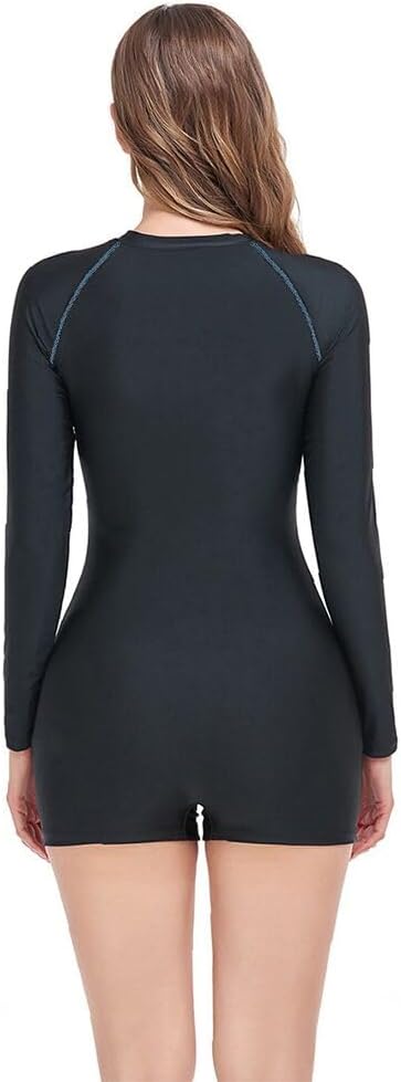 Women's Long Sleeve Rash Guard Swimsuits Zipper One Piece Athletic Surfing Bathing Suits Tummy Control Swimwear UPF50+