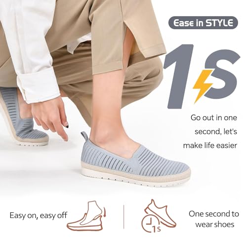 Women's Slip on Loafer Shoes Casual Walking Shoes Comfortable Knit Hands Free Slip ins Sneakers with Arch Support Fashion Work Nurse Flats - Image 3