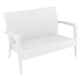 Compamia Miami Resin Patio Loveseat in White, Commercial Grade