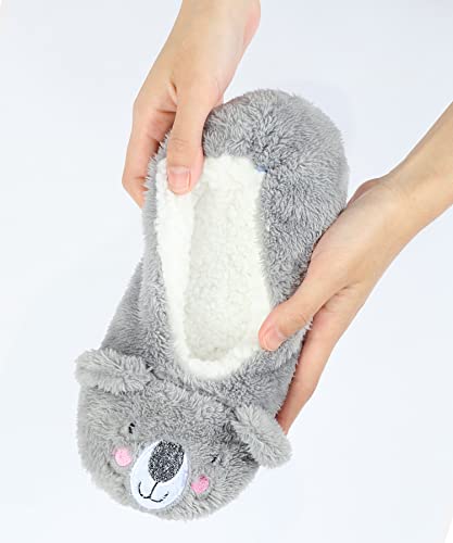 Image of Keyela Women Fuzzy Animal Slipper Socks, Non Slip Indoor House Slippers | Soft fuzzy plush material, cute animal design with gripper sole for bedroom, lounge indoor daily wear