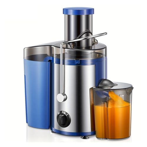 Image of 500W Centrifugal Juicer Machine | 3 Wide Mouth Feed Chute, Easy to Clean, Stainless Steel, Fruits and Vegetables(Blue)