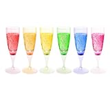 FAMI LED Wine Champagne Flute Glasses, (Set of 6 Multi-Color) Water Liquid Activated Flashing Light Up Cup Blinking Cocktail Whisky Drinkware Glow Mugs for Wedding Christmas Party Gifts