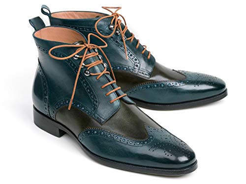 Bottines Wingtip bicolore de luxe vert et bleu Paul Parkman ID#PT777GRN