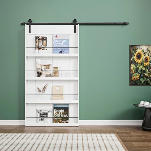 Sliding Barn Doors -Four Levels Bookshelf Style Design/Door Lock Installation Hardware Kit Included,42'' x 84''
