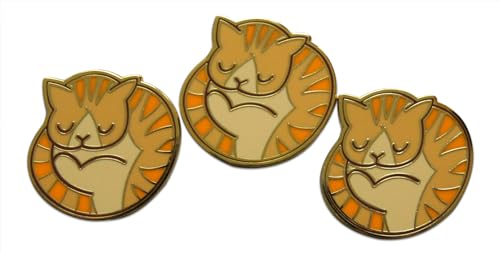 Image of Novel Merk Striped Cat Lapel Pin, Hat Pin, & Tie Tack Set with Clutch Back