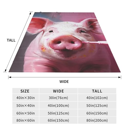 Couverture flanelle cochon rose microfibre légère et plaid de canapé