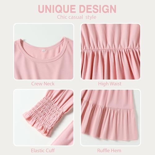 Girls Long Sleeve Dress A Line Fall Winter Dresses Ruffle Hem Kids Casual Holiday Christmas Dress3