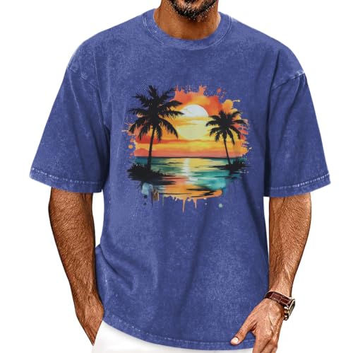 Image of Oversized Tshirts for Men Short Sleeve Vintage Washed Basic Loose Tees
