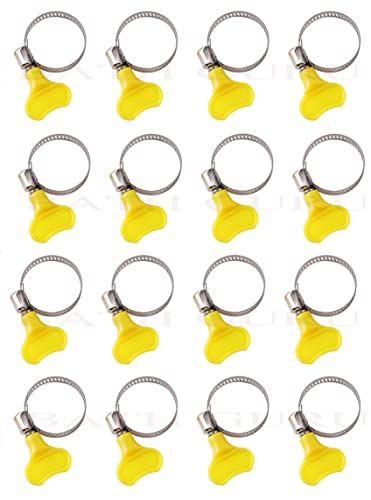 Image of BATH GURU Stainless Steel Hand Adjustable Worm Gear Key Type Hose Clamps 1.25 Inch Gas Water Tap Garden Pipe Clamp Clips for Plumbing Mechanical & Multi Uses (Pack Of 16, 1.25 Inch)