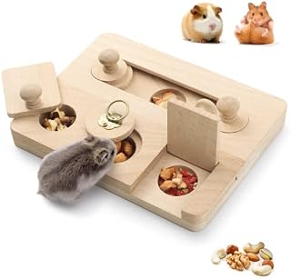 Guinea Pig Foraging Toys: 6 in 1 Hamster Wooden Interactive Enrichment Toys Treat Dispenser for Small Animal Funny Toys for Guinea Pigs, Chinchillas, Hamsters, Rats and Gerbils
