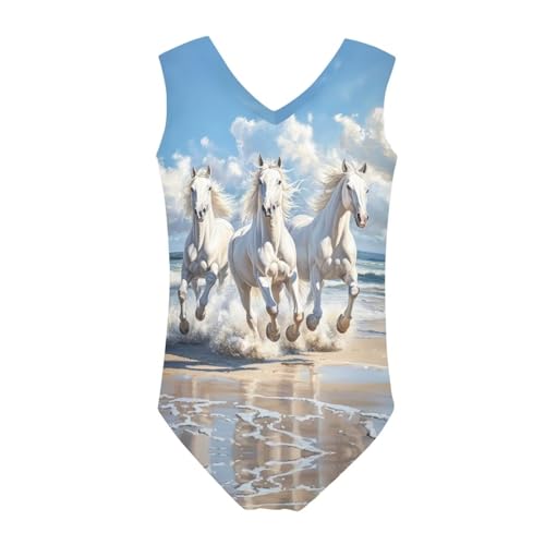 Image of Xpyiqun Swimsuits for Girls 3-14 V Neck Sleeveless Bathing Suit Summer Sport One Piece Swimwear Beach Swimming
