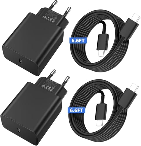 45W USB C Ladegerät Schnellladekabel für Samsung Galaxy S25 Ultra S24 S23 S22 FE 5G A56 A55 A54 A36 A25 A16, Note, Tab S8 S9, Ladekabel Super Fast Charger, mit 2M Typ C Kabel,Schnelladegerät 2-Pack
