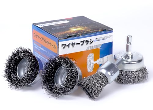 IROKCAKPT 六角軸ワイヤーブラシ カップブラシ ステンレス 4個セット,平面のさび・ペンキ落としにのサムネイル